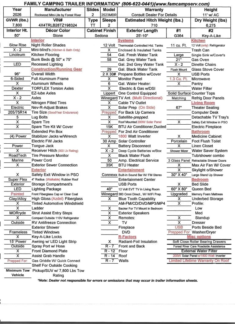 2026 Rockwood 2523MBR-98324